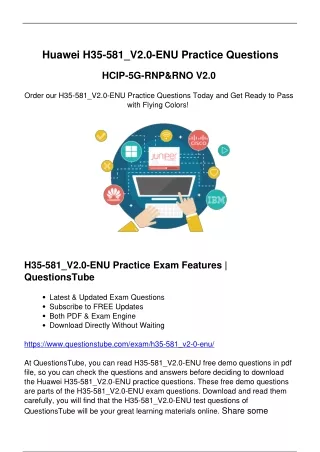 Actual Huawei H35-581_V2.0-ENU Practice Questions - Quickly Prepare for Exam