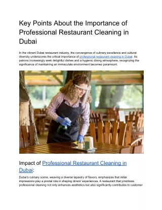 Key Points About the Importance of Professional Restaurant Cleaning in Dubai