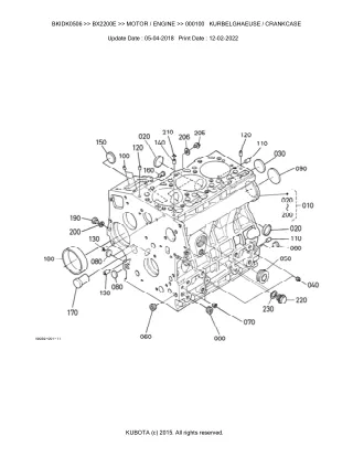 Kubota BX2200E Tractor Parts Catalogue Manual (Publishing ID BKIDK0506)