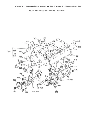 Kubota GT950 Garden Tractor Parts Catalogue Manual (Publishing ID BKIDA0013)