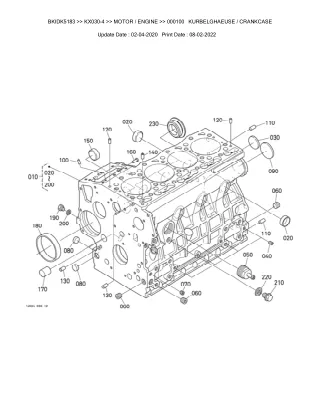 Kubota KX030-4 Excavator Parts Catalogue Manual (Publishing ID BKIDK5183)