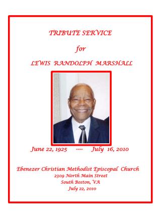 TRIBUTE SERVICE for LEWIS RANDOLPH MARSHALL