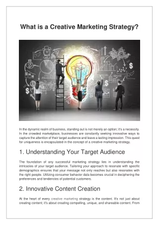 What is a Creative Marketing Strategy?