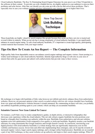 7 Things About High Quality Cloud Authority Backlinks You'll Kick Yourself for N