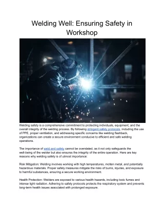 Welding Well_ Ensuring Safety in Workshop