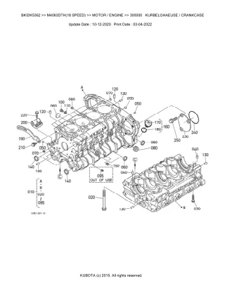 Kubota M4063DTH (18 SPEED) Tractor Parts Catalogue Manual (Publishing ID BKIDK5362)