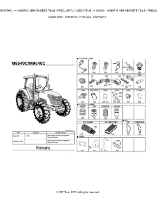 Kubota M8540DTHC Tractor Parts Catalogue Manual (Publishing ID BKIDK0637)