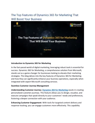 The Top Features of Dynamics 365 for Marketing That Will Boost Your Business