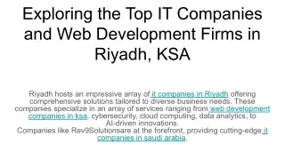 Exploring the Top IT Companies and Web Development Firms in Riyadh, KSA