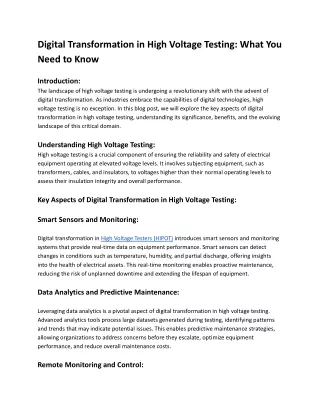 Digital Transformation in High Voltage Testing_ What You Need to Know