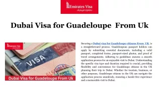 Dubai visa for Guadeloupe citizens From  UK