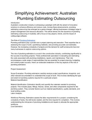 Simplifying Achievement_ Australian Plumbing Estimating Outsourcing