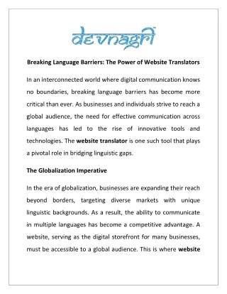 Breaking Language Barriers: The Power of Website Translators