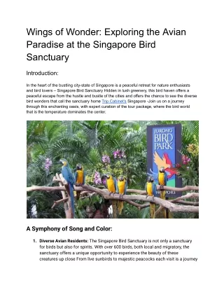Singapore Bird Sanctuary