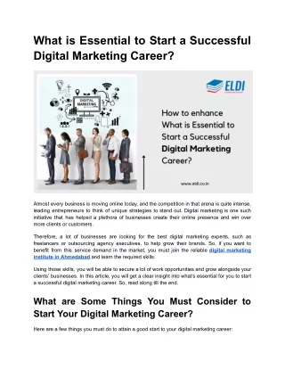 What is Essential to Start a Successful Digital Marketing Career