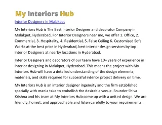 Interior Designers in Malakpet