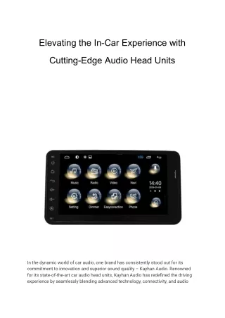 Elevating the In-Car Experience with Cutting-Edge Audio Head Units