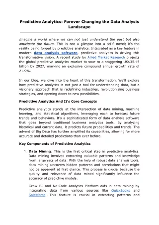 Predictive Analytics_ Forever Changing the Data Analysis Landscape