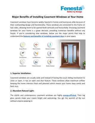 Major Benefits of Installing Casement Windows at Your Home