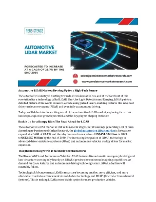 Automotive LiDAR Market comprehensive and exclusive research report