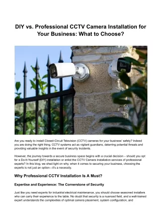 DIY vs. Professional CCTV Camera Installation for Your Business: What to Choose?