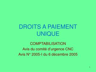 DROITS A PAIEMENT UNIQUE