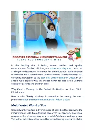 The Best Kids' Edutainment Center in Dubai | Cheeky Monkeys