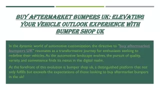 Buy aftermarket bumpers UK elevating your vehicle outlook experience with bumper shop UK