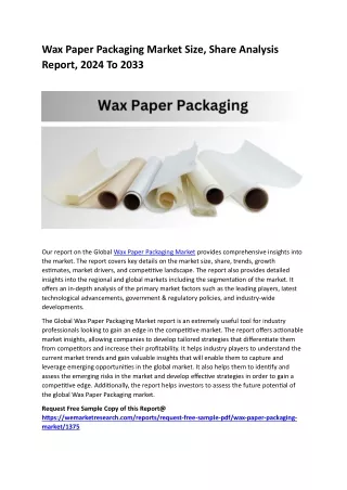 Wax Paper Packaging Market