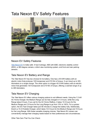 Tata Nexon EV Safety Features