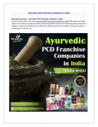 Ayurvedic PCD Franchise Company in India