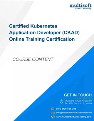 Certified Kubernetes Application Developer (CKAD) Online Training Certification