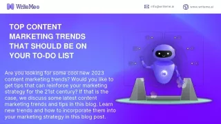 TOP CONTENT MARKETING TRENDS THAT SHOULD BE ON YOUR TO-DO LIST