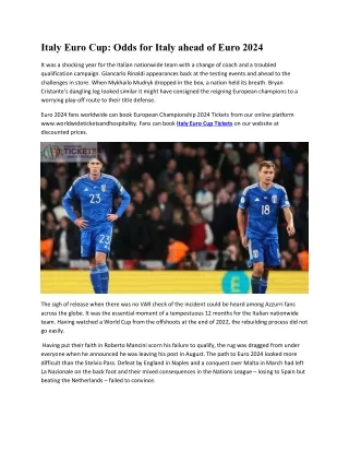 Troubles and opportunities for Italy ahead of Euro 2024