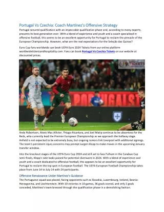 Portugal Vs Czechia: Coach Martínez's Offensive Strategy