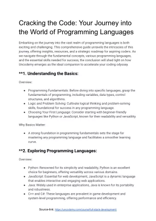 Cracking the Code_ Your Journey into the World of Programming Languages - Uncodemy