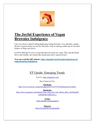 The Joyful Experience of Vegan Brownies Indulgence