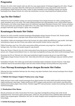 Meraup Keuntungan Besar dengan Bermain Slot Online