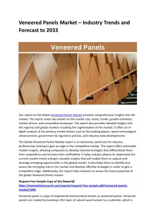 Veneered Panels Market – Industry Trends and Forecast to 2033