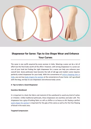 Shapewear for Saree: Tips to Use Shape Wear and Enhance Your Curves
