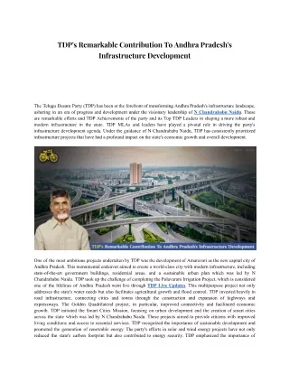TDP's Remarkable Contribution To Andhra Pradesh's Infrastructure Development