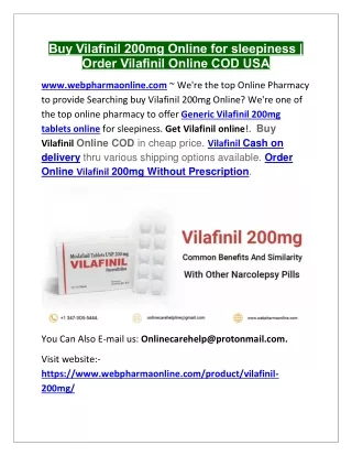 Get Vilafinil With Cash on Delivery PayPal or Credit Card Online Safely 2024