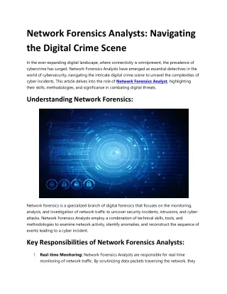 Network Forensics Analysts: Navigating the Digital Crime Scene