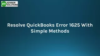 Easy Way To Fix QuickBooks Error 1625