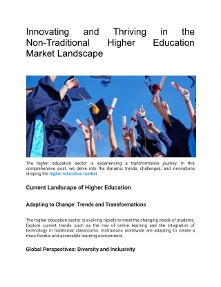 Innovating and Thriving in the Non Traditional Higher Education Market Landscape