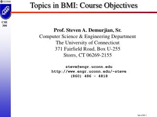 Topics in BMI: Course Objectives