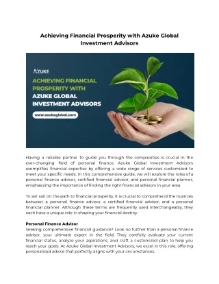 Achieving Financial Prosperity with Azuke Global Investment Advisors