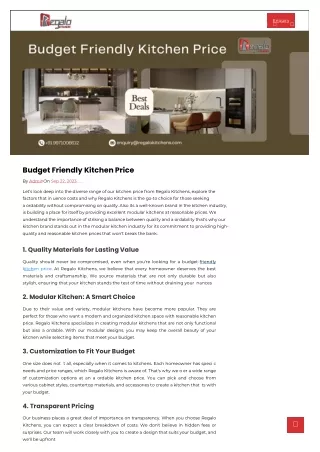 Budget Friendly Kitchen Price