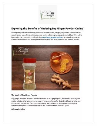 Exploring the Benefits of Ordering Dry Ginger Powder Online