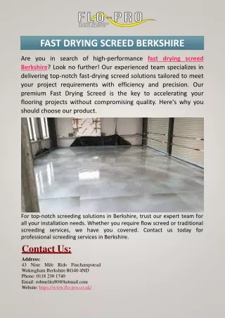 Fast Drying Screed Berkshire